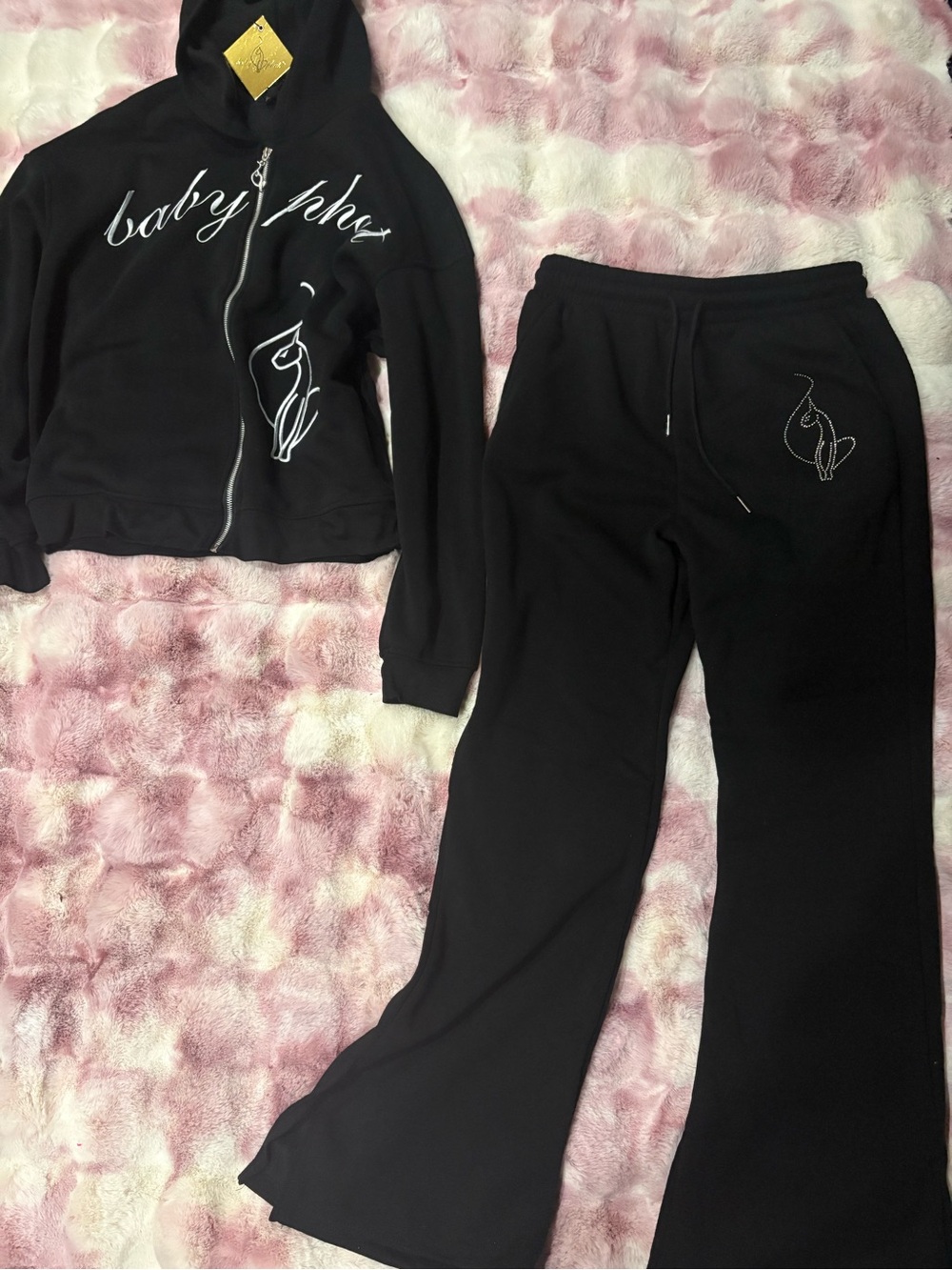 NWT Baby Phat Black Bling Jacket with Silver Hardware and Gold Tag size Large